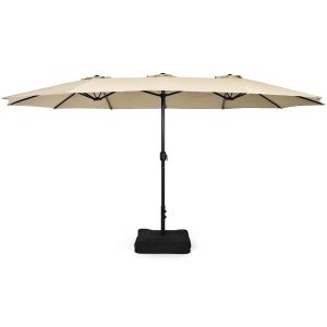 Coast 451.5 x 264 cm Parasol double avec pied - Beige Parasol de terrasse XXL pour le jardin, la terrasse et la piscine