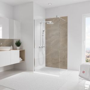 Schulte-ufer Panneau mural 100x210 cm, revêtement pour douche et salle de bains, placement facile, DécoDesign décor, pierre taupe-sablé
