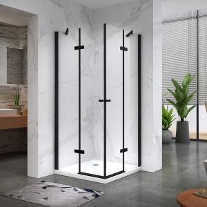 MAYA-BLACK Cabine de douche noire H180 70x80 cm cm verre transparent