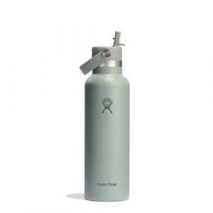 Hydro flask Standard Mouth Gourde Isotherme 621 ml (21 oz) avec Bouchon Antifuite et Paille Intégrée - Bouteille Inox à Isolation sous vide - Agave