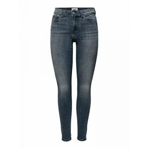 Only ONLWAUW Life Mid SK DNM Noos Jeans, Blue Black Denim/Detail:BJ777, L/32 Femme