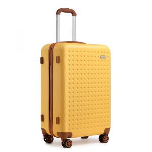 Kono Grande Valise 76cm, Valise Soute en ABS Valise Rigide 4 roulettes Valise de Voyage avec Serrure TSA (Jaune)