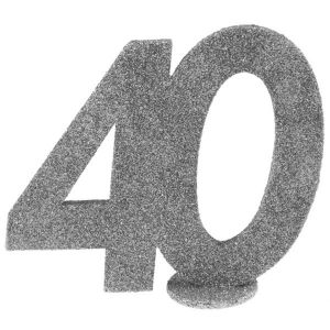 Ruedelafete CHIFFRE Anniversaire Vertical déco, 40 pailleté ARGENT
