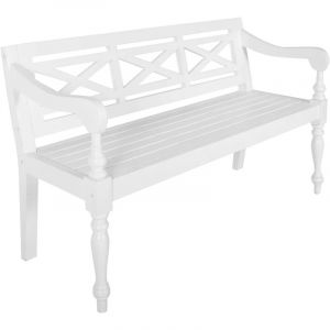 Image de VidaXL Banc Batavia 136 cm Bois d'acajou massif Blanc