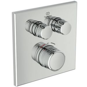 Image de Ideal Standard Mitigeur thermostatique à encastrer Ceratherm Navigo Design carré 2 sorties Chromé