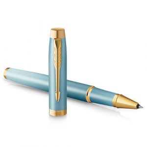 Parker Stylo roller IM Writing Rituals, Vert avec dégradé, Finitions or, Pointe fine, Encre noire, Coffret cadeau