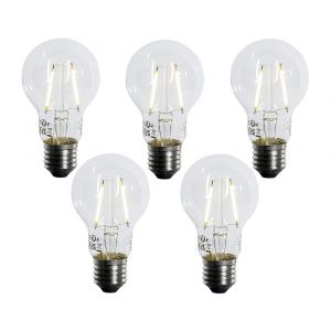 Lot de 5 ampoules LED E27 A60 Détecteur Lux 2,5W 250 lm 2700K