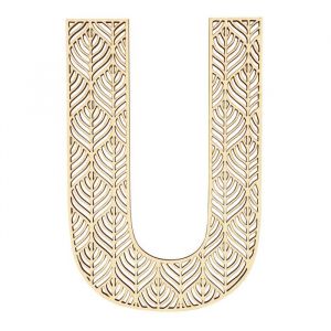 D&eacute;coration murale - M&Eacute;GACR&Eacute;A - Lettre U en Bois - Alphabet g&eacute;ant 24 cm - Bois massif - Artisanal