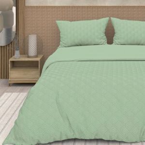 Soleil d'Ocre Parure Housse de Couette 3D Microfibre 260x240 cm Gaia Vert Eau