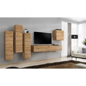 Meuble TV Mural Design " III" 330cm Naturel Prix