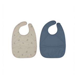 Oyoy living Lot de 2 bavoirs bleu en polyester recyclé h37x27cm