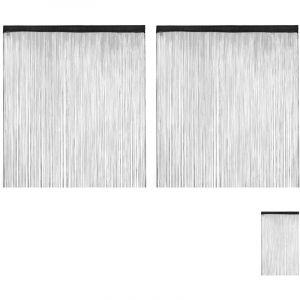 Image de Relaxdays Rideau fils, lot de 2, rideau de porte ou fenêtre, 145 x 245, rideau spaghetti, pour tringle, peut être raccourci, noir