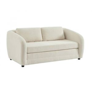 Canap&eacute; convertible 2 places tissu chenille - L 170 x P 95 x H 76cm - Twist Tissu Blanc