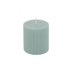 Bougie pilier cire cannelée 7.5x7cm 26h vert sauge - générique 13294-120