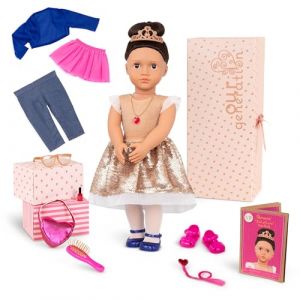 Our Generation Amora - Poup&eacute;e Fashion Starter de 46 cm sur le th&egrave;me du c&oelig;ur - Cheveux bruns et yeux bruns - 3 tenues et accessoires de style dans une bo&icirc;te cadeau - 3 ans et +