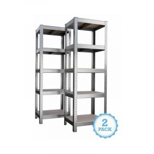 Image de Eurospen Étagère de rangement polyvalente en métal pour Garage, Atelier.. (lot de 2) Charge lourde Max 875kg - 180 X 60 X 45 cm - Gris