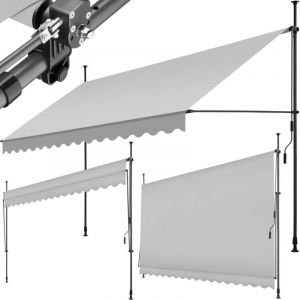 TecTake Store à pince sans perçage avec manivelle, réglable en hauteur - 400 x 180 cm, gris clair