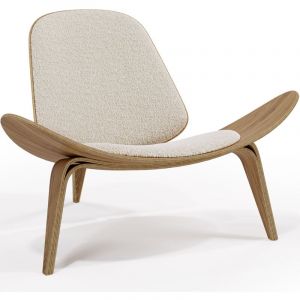 Privatefloor Fauteuil design - Fauteuil scandinave - Revêtement en Boucle - Lucy Blanc