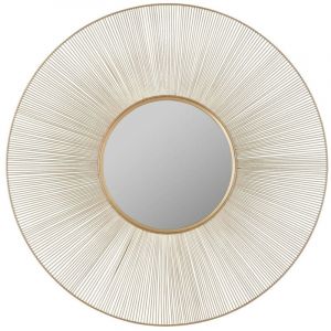 Boite A Design - Miroir déco design, Miroir cadre en métal rond Manika Doré en Metal