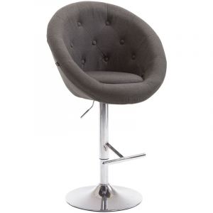 CLP Tabouret de bar London V2 en Tissu Pied en Métal Hauteur réglable Pivotant, Gris foncé-Chrome
