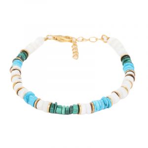 Bracelet Yaretzi en Opale blanche & Malachite Turquoise