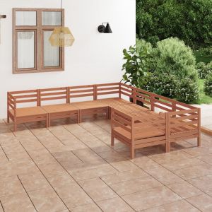 VidaXL Salon de jardin 8 pcs Bois de pin massif Marron miel