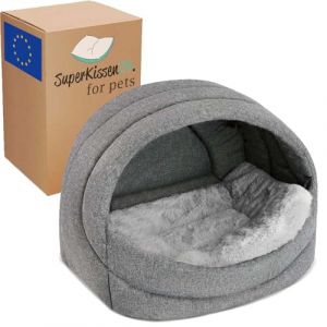 SuperKissen24 Panier pour Chien Chat Lit Niche Corbeille Gris Noir Taille XL Couchage