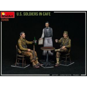 MiniArt 35406 1:35 Fig. Soldats am&eacute;ricains au caf&eacute; (3) avec accessoires. - reproduction fid&egrave;le, mod&eacute;lisme, kit plastique, bricolage, loisirs cr&eacute;atifs, collage, kit mod&egrave;le r&eacute;duit, assemblage, non peint