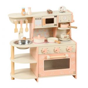 Avizar Cuisine en Bois 54 cm Toute Équipée avec Accessoires de Cuisine Marron clair