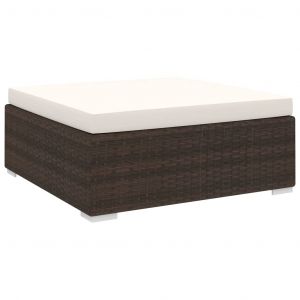 Image de VidaXL Repose-pied sectionnel 1 pc avec coussin Résine tressée Marron