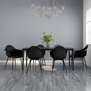 VidaXL Chaises de salle à manger PP 6 pcs Noir