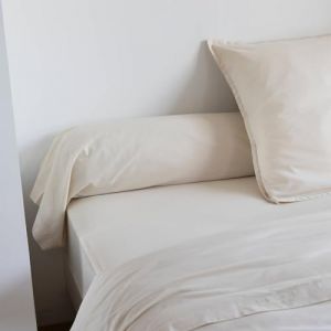 Someo Taie de traversin coton lav&eacute; Beige 160 cm - celeste