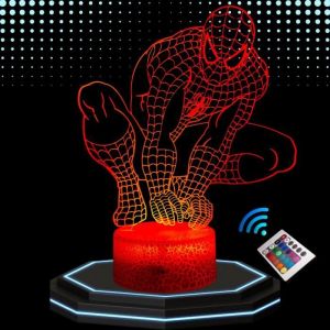 Lampe de Chevet 3D LED Spider Man Veilleuse changement de Couleurs Lampe tactile Bureau et Chambre Enfant No&euml;l
