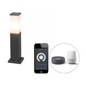 Qazqa Lampadaire d'ext&eacute;rieur intelligent gris fonc&eacute; 45 cm avec Wifi P45 - Malios