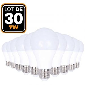 Europalamp 30 Ampoules LED E27 7W 6000K Haute Luminosit&eacute; - Blanc Froid 6000K