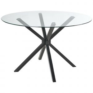 Beliani Table De Repas Meston Noir 120 Cm 120 Cm Verre De S&eacute;curit&eacute;