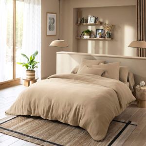 Terre de Nuit Housse de couette 240x220 gaze de coton beige noa - noa