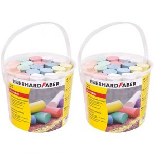 Faber-Castell Lot de 2 articles Eberhard Faber - Craies de rue, 2 seau avec 20 craies de couleur chacun