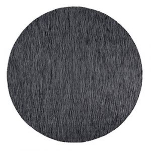 Paco Home - Tapis Extérieur Rond Résistant Intempéries Balcon Terrasse Cuisine Monochrome Anthracite, 200 cm rond