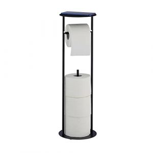 Relaxdays Serviteur WC Non Fixe, pour Stocker Jusqu’à 3 Rouleaux, décoratif, H x L x P : env.59,5 x 17,5 x 17,5 cm, Noir