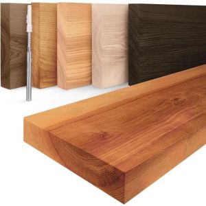 Lamo Manufacture Étagère murale en bois avec un bord naturel+ 3 supports, Frène Foncé 140cm, LWG-01-A-004-140W
