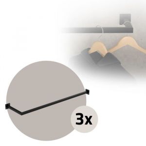 ML-Design 3x Tringle à Vêtements d'Angle, P30 x L110 cm, Noir, Acier Inoxydable, Tringle de Penderie Forme L, Portemanteau à Montage Mural,