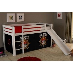 Vipack Furniture Lit Pino Pirates Ii pour enfant avec toboggan 90 x 200 cm