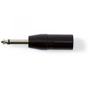 Nedis Adaptateur XLR | XLR 3-Pin M&acirc;le | 6.35 mm M&acirc;le | Plaqu&eacute; nickel | Droit | M&eacute;tal | Noir | 1 pi&egrave;ces | Sac en plastique NE550686256