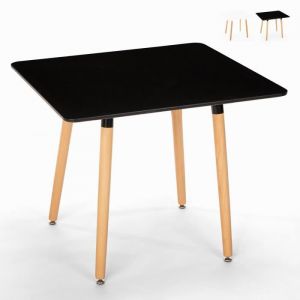Table carr&eacute;e 80x80 en bois design nordique pour cuisine bar restaurant Fern, Couleur: Noir