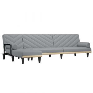 VidaXL Canap&eacute;-lit en forme de L gris clair 260x140x70 cm tissu