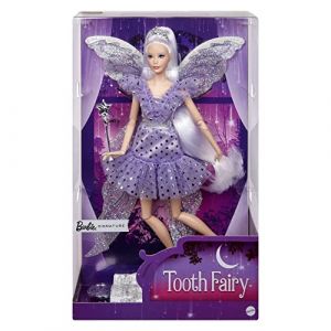 Mattel Signature Fée des Dents Poupée de Collection avec Ailes de fée, Baguette Magique et Sac de pièces, Cadeau pour Enfants à partir de 6 Ans, JCW43