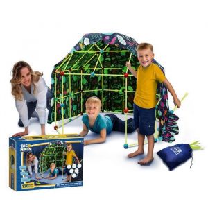 WorldBrands Big Minds - Construis Ta Cabane Enfant Qui Brille Dans Le Noir | Cabane Enfant Exterieur 130 Pi&egrave;ces | Enfant 5 Ans|