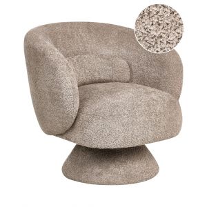 Beliani Fauteuil Rétro en Bouclé Pivotant Meubles de Salon Bureau Chambre Beige Lieksa
