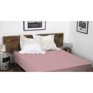 Image de HOME LINGE PASSION, Drap Housse Rose Poudre 180x200 +35 cm 100% Coton 57 Fils (Label Oeko-TEX)